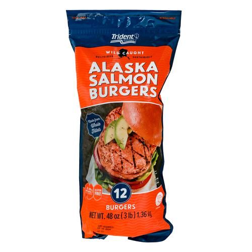 Trident Seafoods Alaskan Salmon Burgers, 4 oz, 12 ct