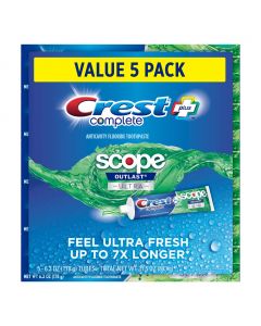 Crest Toothpaste Complete + Scope Advanced Active Foam 5 Units / 178 g / 6.3 oz