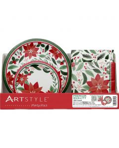 Artstyle Disposable Plates and Napkins with Christmas Designs Pack 200 Pieces