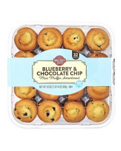 Wellsley Farms Assorted Mini Muffins with Blueberries and Chocolate Chips 32 Units