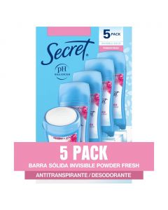 Secret Women's Antiperspirant & Deodorant Stick Powder Fresh 5 Units / 73.7 g / 2.6 oz