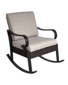 ’s Selection Brown Wicker Rocking Chair with Cushion