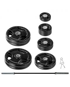 Lifeline Olympic Rubber-Coated Weight Plates Set with Bar