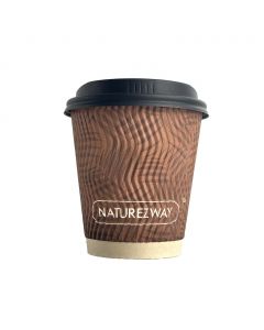 NatureZway Brown Bamboo Paper Cup with Lid 75 Units / 350 mL / 10 oz