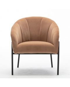 Chair in Velvet Fabric Camel Color