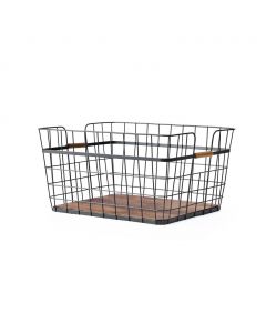 Baum Baxter Wire Basket with MDF Base and Natural Acacia Handle