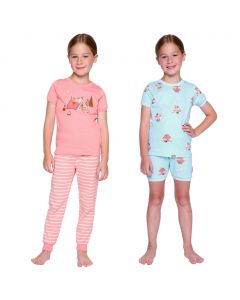 PL Sleep Girl's Cotton Pajama Set 4 Pieces