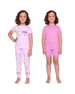 PL Sleep Girl's Cotton Pajama Set 4 Pieces