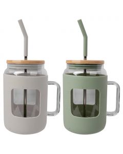 Lexi Home Glass Cups with Silicone Protector, 2 Units / 1.20 L / 40 oz