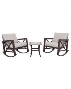 Berillis Patio Rocking Chair and Table Top Set 3 Pieces