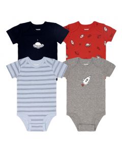 Pekkle Baby Boys’ Short Sleeve Diapershirts 4 Pieces