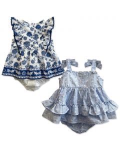 Blueberi Boulevard Cotton Dress for Baby Girl 2 Pieces