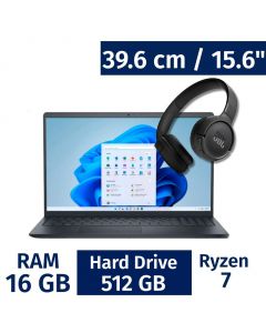 Dell 39.6 cm / 15.6" Inch Laptop AMD Ryzen 7 i3535T520BTBLK + JBL Headphones Tune 520BT